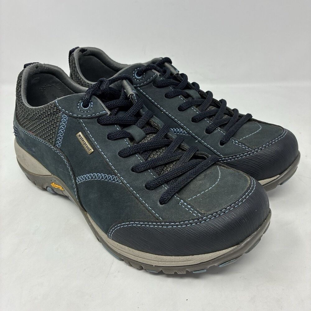 Dansko Paisley Shoes Women's Size 7 Navy Blue Waterproof Leather Hiking Sneakers